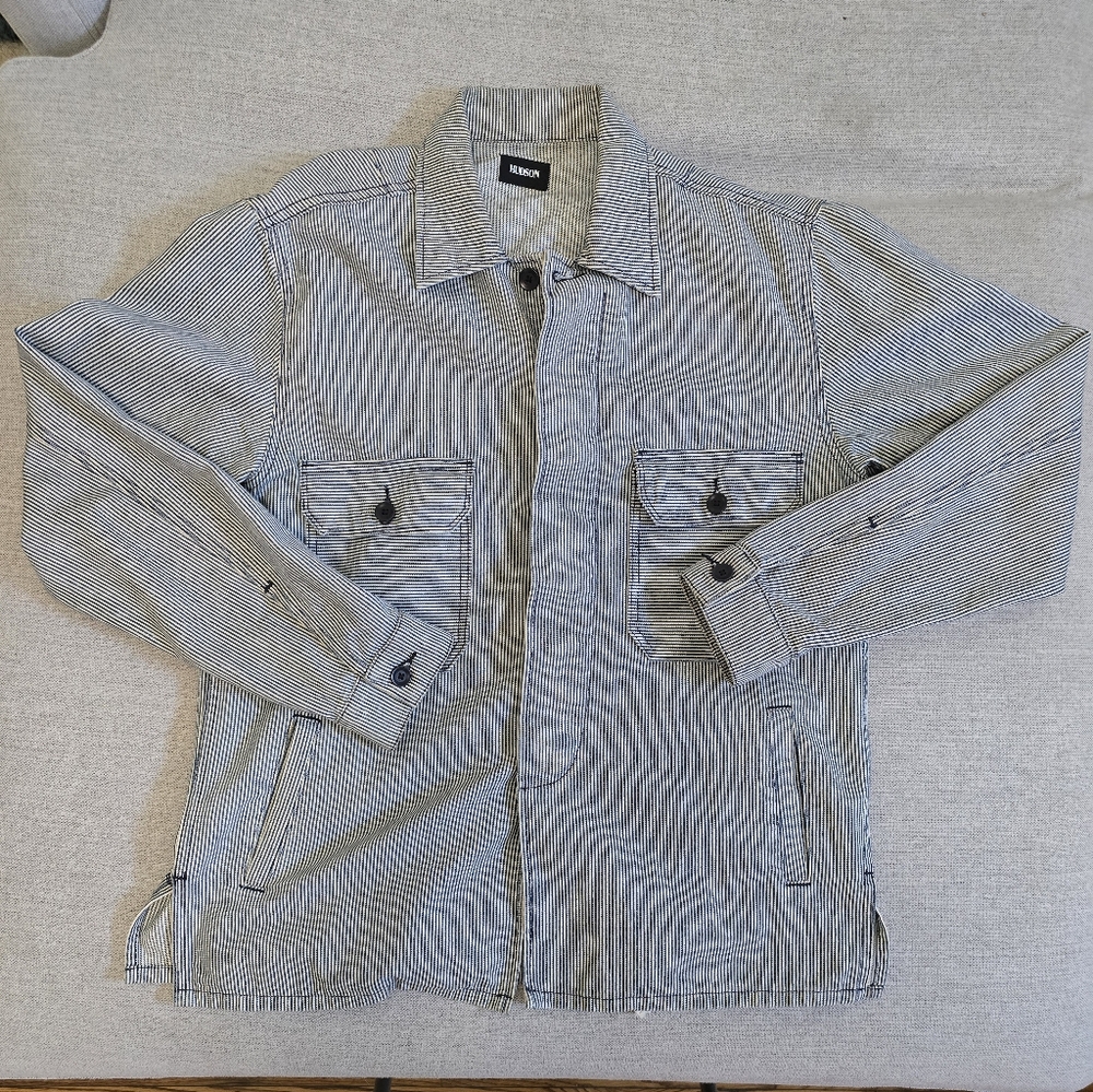 Hudson blue and white micro striped denim jacket